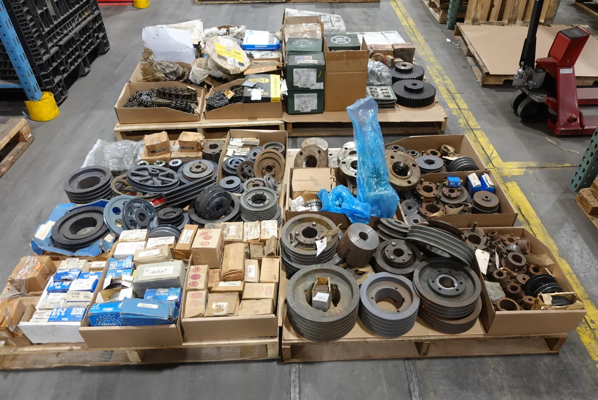 4 PALLETS OF ASSORTED POWER TRANSMISSION REPLACEMENT PARTS