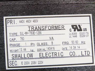 Swallow Step-Down Power Transformer .75kVA Pri 440-460-480V Sec 220-230-240V 1Ph