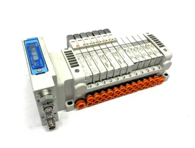 VV5QC11-12N7SEAN-D0S, VVQ1000-10A-1, VQC1400N-51, VQC1500N-51, | SMC VV5QC11-12N7SEAN-D0S Pneumatic Solenoid Valve Manifold, 12-Station - Used