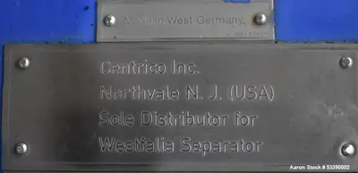 Used WESTFALIA SA-20-06-576 Disc Automatic Centrifuges Illinois US | Aaron Equipment #84659