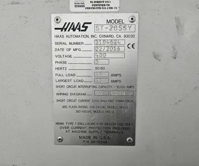 Used 2016 HAAS ST20SSY CNC Lathes Illinois US | Aucto #1307353