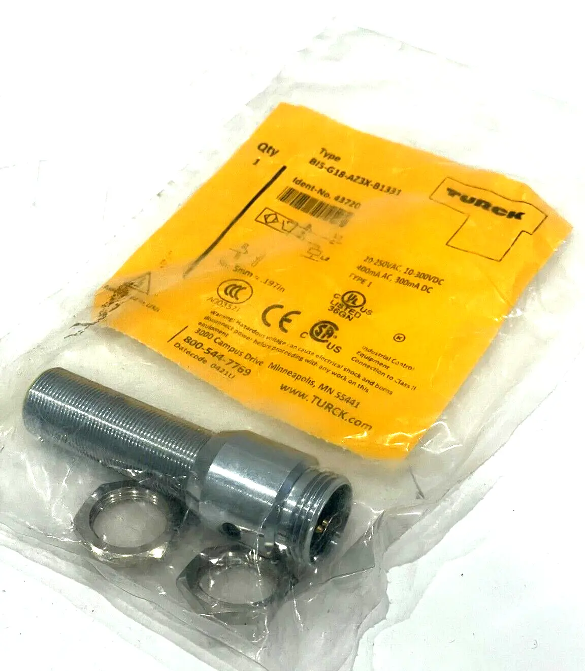 NEW TURCK BI5-G18-AZ3X-B1331 SENSOR 43720 BI5G18AZ3XB1331