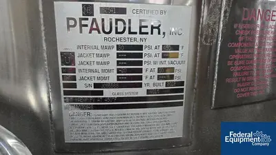 USED Pfaudler 600 Liter Pfaudler Glass Lined Receiver Tank, 50#