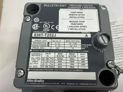USED ALLEN-BRADLEY SER. A ELECTRO-MECHANICAL PRESSURE CONTROL SWITCH