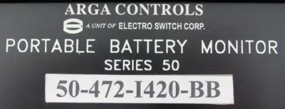 USED ARGA CONTROLS 50-472-I420-BB PORTABLE BATTERY MONITOR 50472I420BB