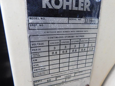 Used Kohler 100RZ272 Generators Ohio US | Equipment Recovery Corp. #1329904