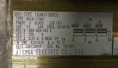 AIHARA ELECTRIC CO. 3AUL-1.5KE Transformer 4F