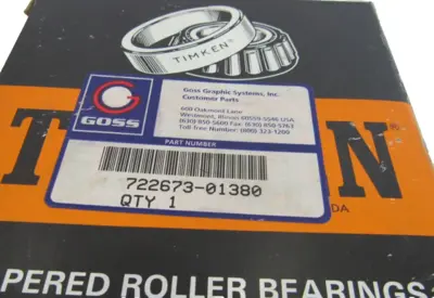 NEW TIMKEN 27620B TAPERED ROLLER BEARING 722673-01380