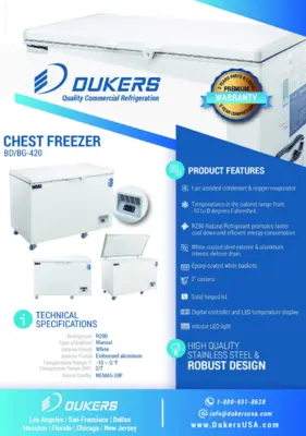 New | in-Stock Dukers New Dukers BD/BG-420 Commercial Chest Freezer Freezers Illinois US | Falcon Restaurant Supply #1376118