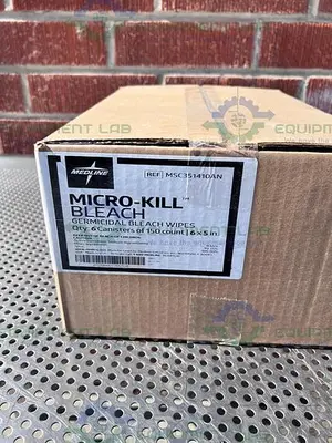 USED BOX OF 6- MEDLINE MICRO-KILL GERMICIDAL BLEACH WIPES 6X5