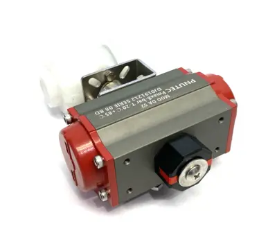 USED PNUTEC PNEUMATIC ACTUATOR W/ 2-WAY PVC TRUE UNION BALL VALVE