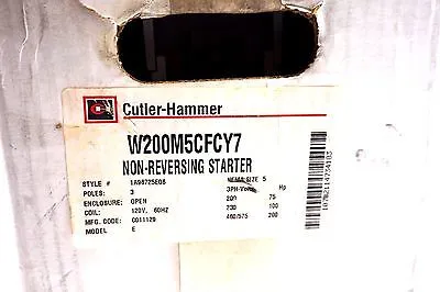 NEW SEALED CUTLER HAMMER W200M5CFCY7 SIZE 5 STARTER 1A96725E06 3P 120V