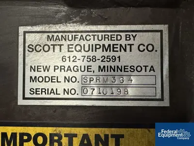 USED Scott Equipment 28 Cu Ft Scott Equipment Ribbon Blender, S/S, Model SPRM-364