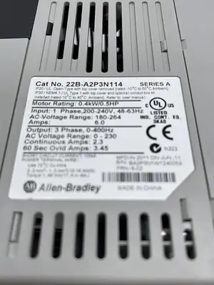 Used ALLEN-BRADLEY ALLEN-BRADLEY 22B-A2P3N114 SER A Variable Speed Drives | ND Industrial Surplus #1213922