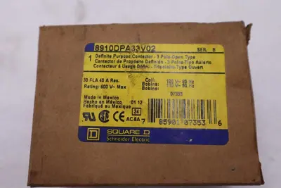 Square D 8910DPA33V02 Definite Purpose Contactor 3 Pole Open Type STOCK H818A 785901073536
