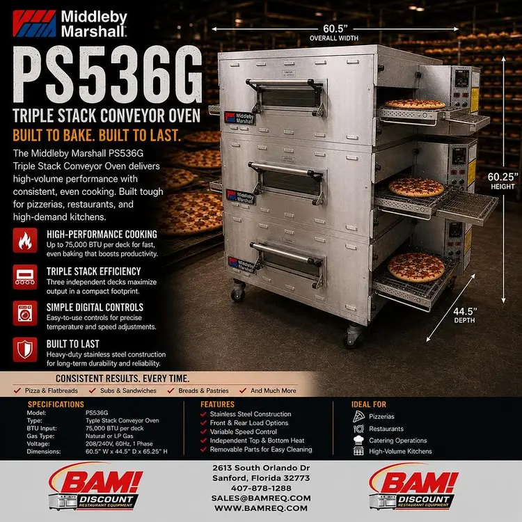 Used MIDDLEBY MARSHALL PS536GS Conveyor Ovens Florida US | BAM Discount Restaurant Equipment #1283064