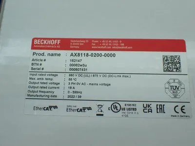 New | in-Stock BECKHOFF AX811802000000 Servo Drives Ohio US | HGR 24 #802857
