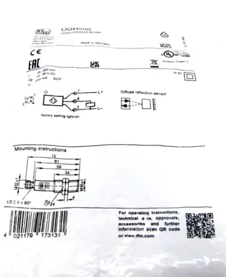 NEW IFM OGH500 PROXIMITY SENSOR OGH-FPKG/US100