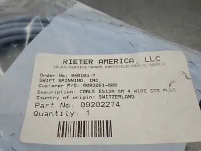 Rieter 09202274 Cable ES13A 5M 4 Wire Str. Plug. 5E