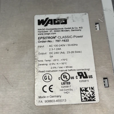 Used Wago 787-1622 DIN Rail Power Supplies California US | Davliegogo LLC #1707498