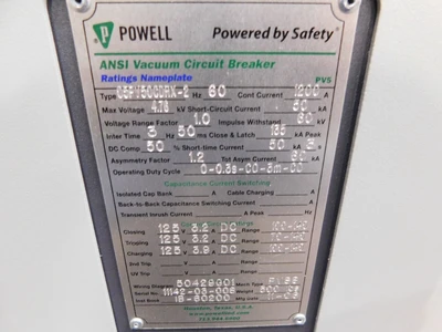 Used Powell NA Circuit Breakers Ohio US | Equipment Recovery Corp. #1330788