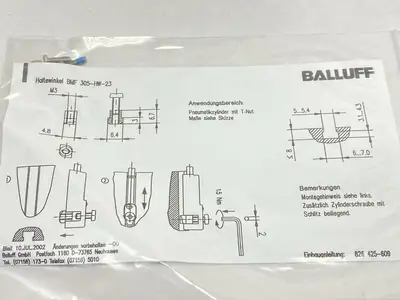 NEW BALLUFF MOUNTING BRACKET FOR MAGNETIC SENSOR BMF 305-HW-23 LOT OF 2