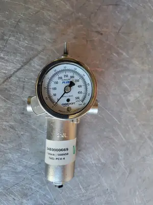 500 kPA Pressure Gauge Assembly, 316L Stainless Steel