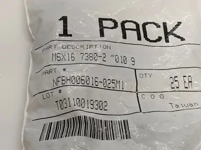 NFBH006016-025M1 | M6X16 Hex Socket Button Cap Screw PKG OF 25 - New