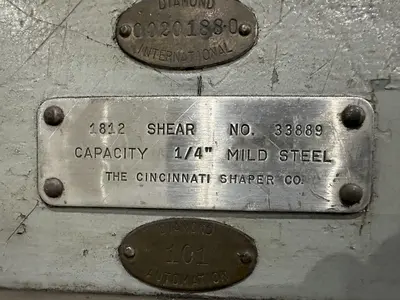 12' x 1/4" CINCINNATI MODEL #1812 MECHANICAL POWER SHEAR: STOCK #20232