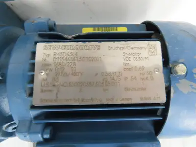 SEW-EURODRIVE R43D63K4 Inline Gearmotor 73:1 Ratio 22.8 RPM .12KW 277/480 VAC 1"