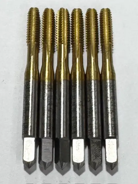 Guhring 12-24 Cobalt Tap Straight Flute Tin Coated H3 4 Flute Semi-Bottoming 5 Pack
