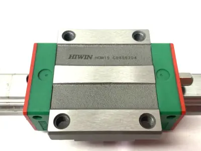 USED HIWIN LINEAR GUIDEWAY BLOCK AND RAIL, 2-BLOCKS, 220MM RAIL