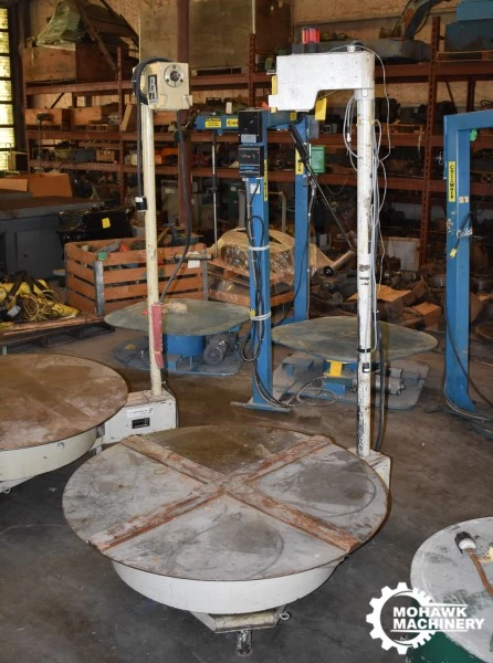 3500 LB PA INDUSTRIES “PR-2” HORIZONTAL PALLET DECOILER w/PLC CONTROL - 48” DIAMETER PLATFORM - 36” DIAMETER TABLE