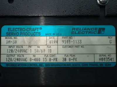 Used RELIANCE ELECTRIC 91011133 Servo Drives Ohio US | HGR 24 #883963