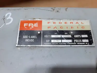 Used FEDERAL PACIFIC 1336SNR Switchgears British Columbia CA | Lenmark #1438215