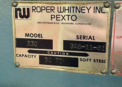 ROPER WHITNEY 850 20TON PUNCH