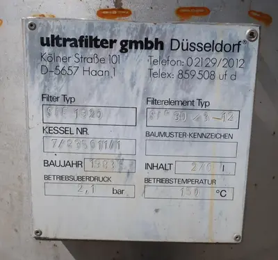 USED ULTRAFILTER GMBH SRF 1920