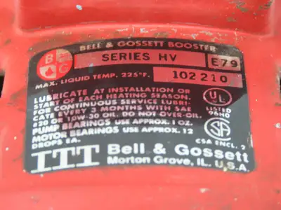 Bell & Gossett Series HV 102210 Circulator Booster Pump 1-1/4" Flanged 115V