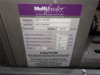 Used MULTIFEEDER TECHNOLOGY MFT 250 IP3 Feeders (Material Handling) | HGR 24 #746573