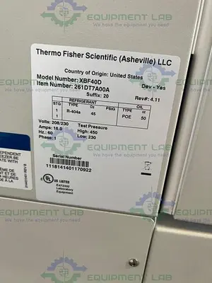 USED THERMO FISHER XBF40D - 40ºC LABORATORY  BLAST FREEZER 28.8 CU. FT. , 208/230 V