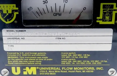 NEW UNIVERSAL FLOW MONITORS MX-PIB50GM-8P-32V1.0-A2XR FLOW METER 91217