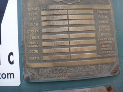 Louis-Allis 600 HP, 1200 RPM Vertical MOTOR
