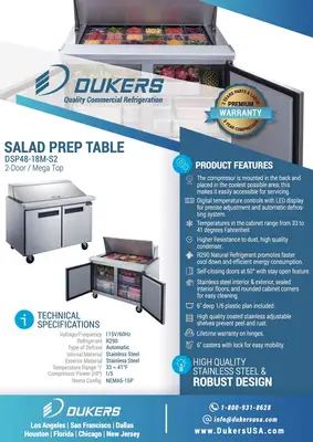 New | in-Stock Dukers _UNKNOWN_ Food Prep Tables Illinois US | Falcon Restaurant Supply #1376879
