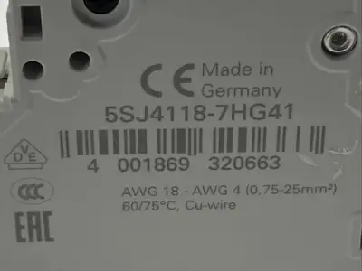 5SJ4118-7HG41 | Siemens  Miniature Circuit Breaker 1-Pole 15A 240V - Used