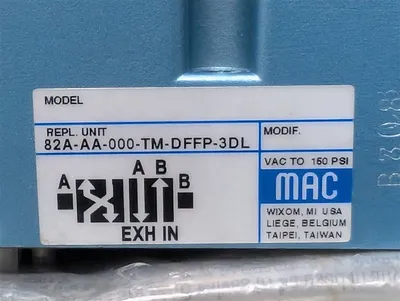 MAC 82A-AA-000-TM-DFFP-3DL Solenoid Valve Assembly 150 psi New