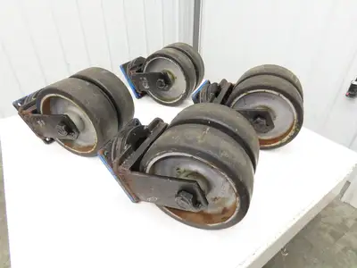 12x4" Swivel Plate Caster Polyurethane Dual Wheel Kingpinless  Set of 4
