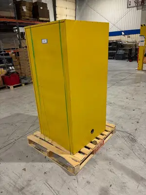31531565 | Flammable Liquid Storage Cabinet, Safety Yellow, 31.5"x31.5"x65" No Key - Used