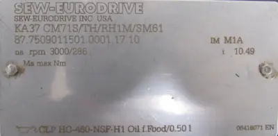 NEW SEW EURODRIVE KA37 CM71S/TH/RH1M/SM61 GEARMOTOR KA37CM71STHRH1MSM61
