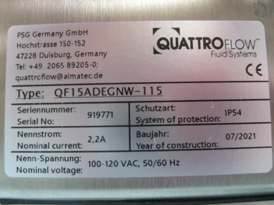 Quattroflow QF15 Model QF15ADEGNW-115 Quaternary Diaphragm Pump B9
