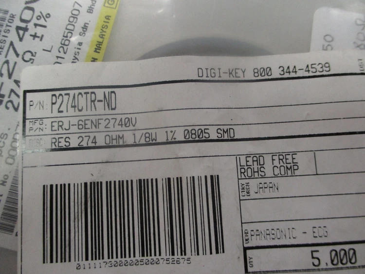 New | in-Stock Panasonic Electronic Devices P274CTR-ND Resistors Arizona US | ASSET CONVERSION SPECIALISTS, INC. #311319